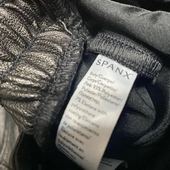 Spanx by Sarah Blakely Faux Leather Joggers Elastic Waist Size Small - Picture 4 of 10